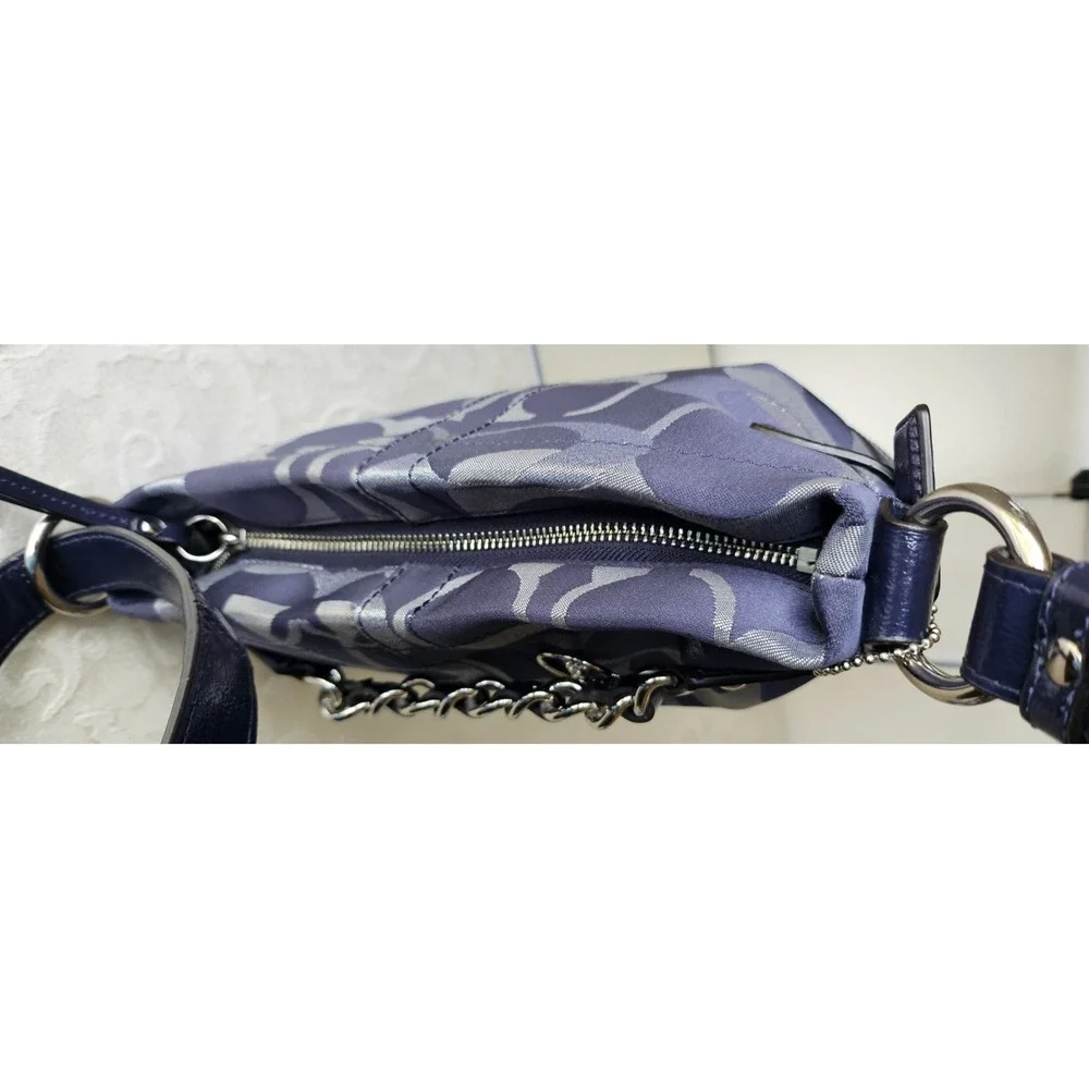 Coach Moto Optic Metallic Chain Navy‎ Signature Jacquard Silver/Blue
